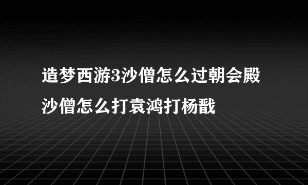 造梦西游3沙僧怎么过朝会殿 沙僧怎么打袁鸿打杨戬