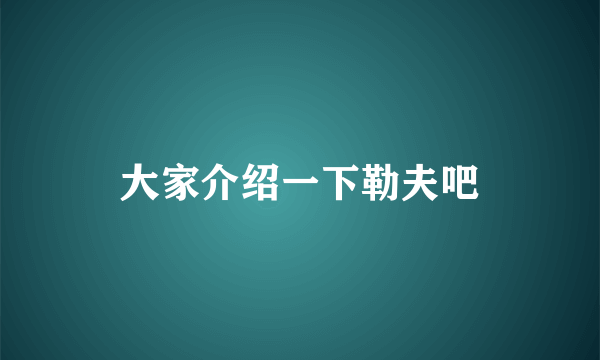 大家介绍一下勒夫吧