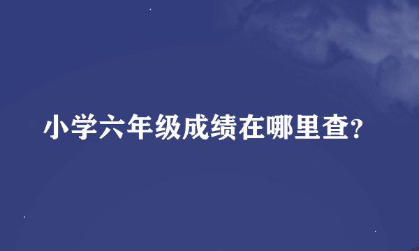 小学六年级成绩在哪里查？