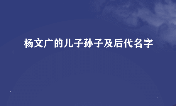 杨文广的儿子孙子及后代名字