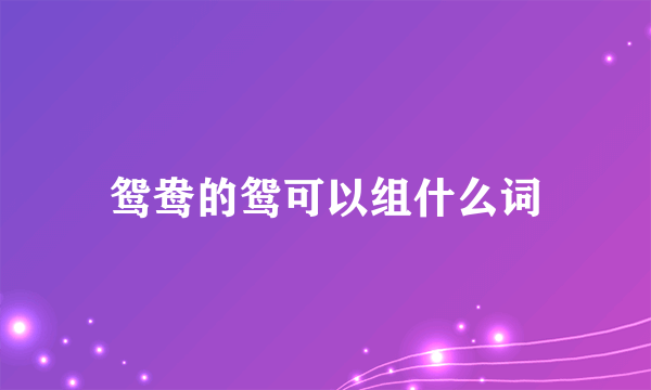 鸳鸯的鸳可以组什么词