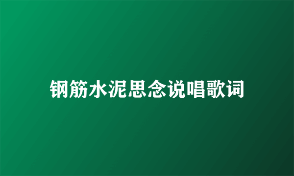 钢筋水泥思念说唱歌词