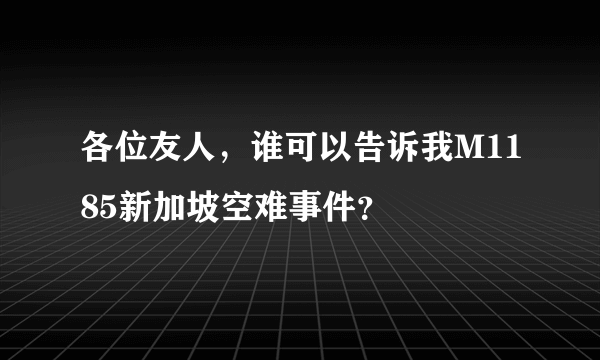 各位友人，谁可以告诉我M1185新加坡空难事件？