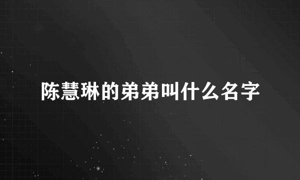 陈慧琳的弟弟叫什么名字