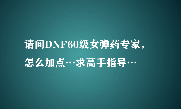 请问DNF60级女弹药专家，怎么加点…求高手指导…