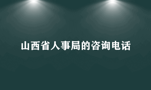 山西省人事局的咨询电话