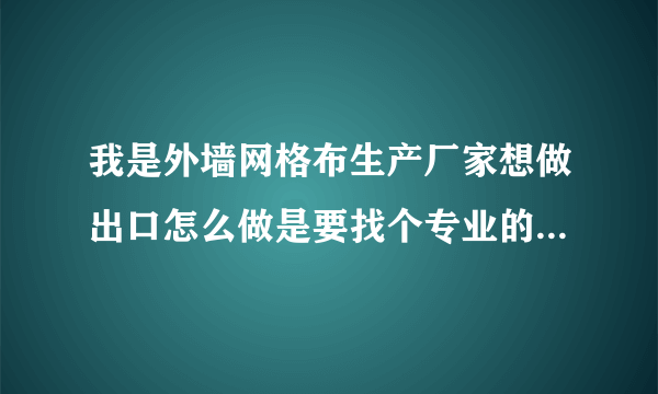 我是外墙网格布生产厂家想做出口怎么做是要找个专业的人做还是和进出口公司做