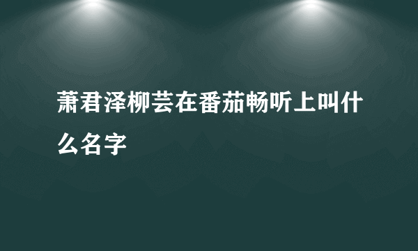 萧君泽柳芸在番茄畅听上叫什么名字