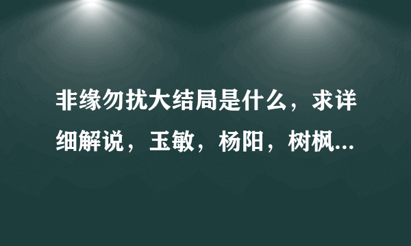 非缘勿扰大结局是什么，求详细解说，玉敏，杨阳，树枫，小野猫，刘琳等人