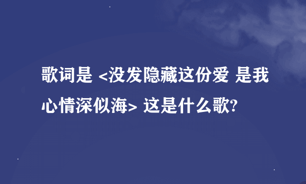 歌词是 <没发隐藏这份爱 是我心情深似海> 这是什么歌?