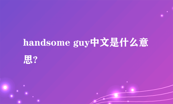 handsome guy中文是什么意思?