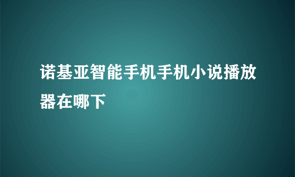 诺基亚智能手机手机小说播放器在哪下