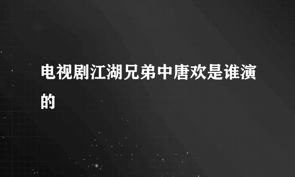 电视剧江湖兄弟中唐欢是谁演的