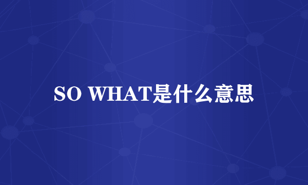 SO WHAT是什么意思