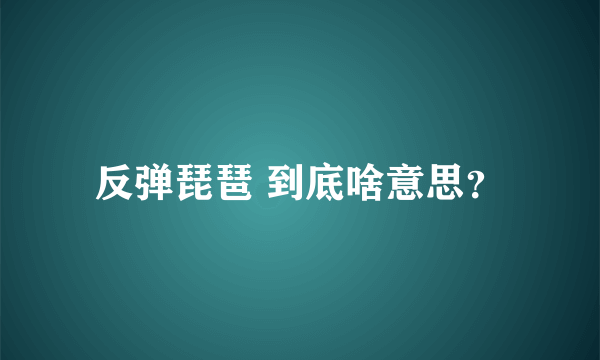 反弹琵琶 到底啥意思？