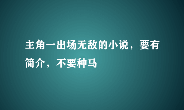 主角一出场无敌的小说，要有简介，不要种马