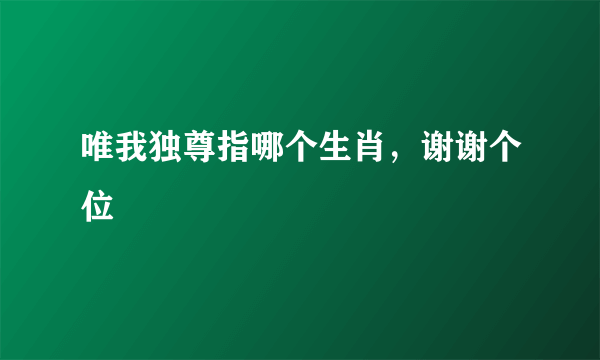 唯我独尊指哪个生肖，谢谢个位