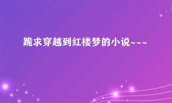 跪求穿越到红楼梦的小说~~~