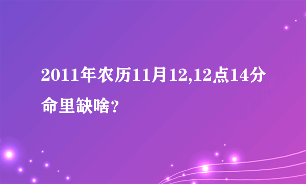 2011年农历11月12,12点14分命里缺啥？