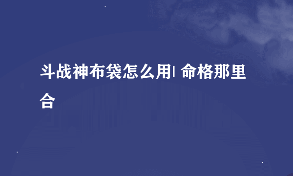 斗战神布袋怎么用| 命格那里合