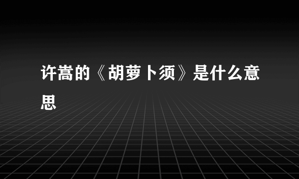 许嵩的《胡萝卜须》是什么意思