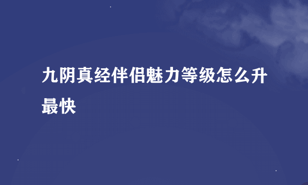 九阴真经伴侣魅力等级怎么升最快