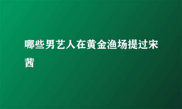 哪些男艺人在黄金渔场提过宋茜