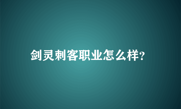 剑灵刺客职业怎么样？