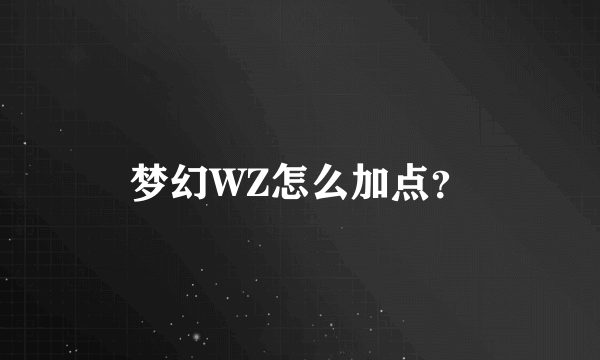 梦幻WZ怎么加点？