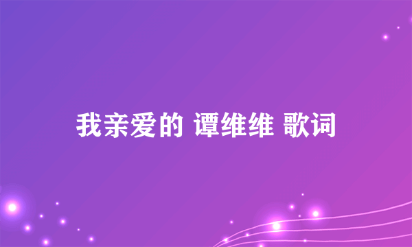 我亲爱的 谭维维 歌词