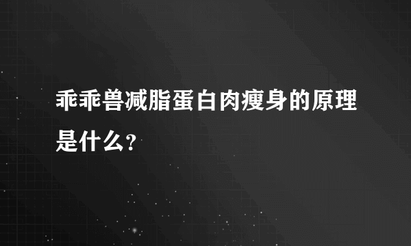 乖乖兽减脂蛋白肉瘦身的原理是什么？