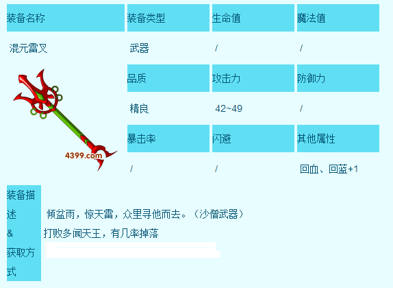 造梦西游3混元雷叉怎么得