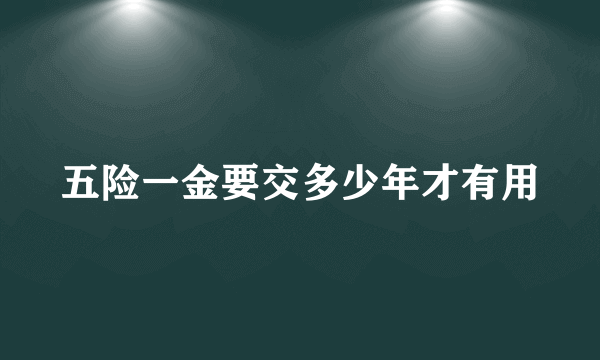 五险一金要交多少年才有用