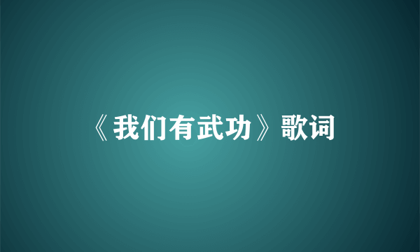 《我们有武功》歌词