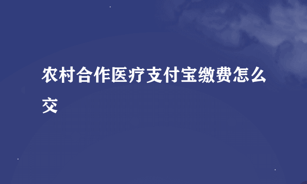 农村合作医疗支付宝缴费怎么交