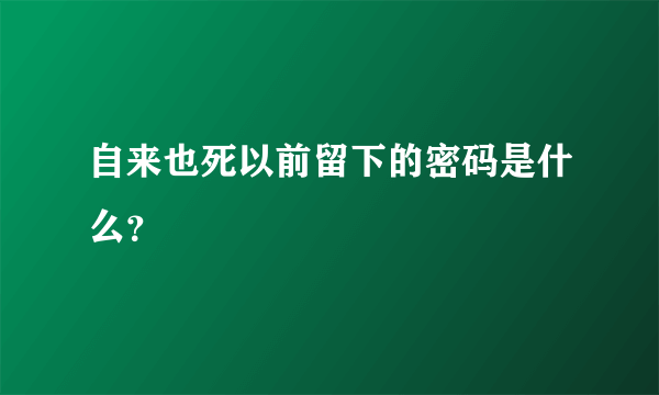 自来也死以前留下的密码是什么？