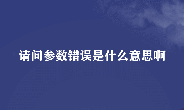 请问参数错误是什么意思啊