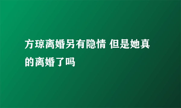 方琼离婚另有隐情 但是她真的离婚了吗