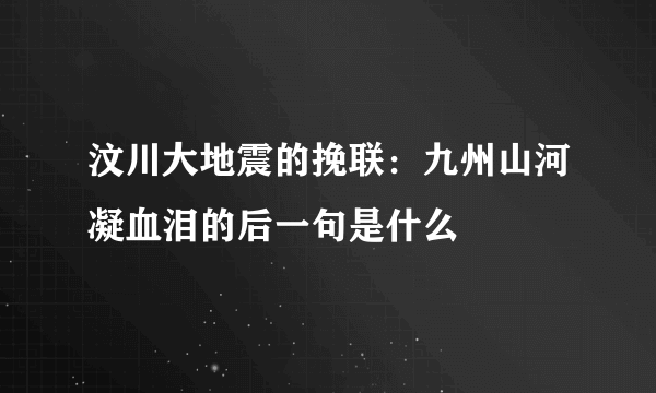 汶川大地震的挽联：九州山河凝血泪的后一句是什么