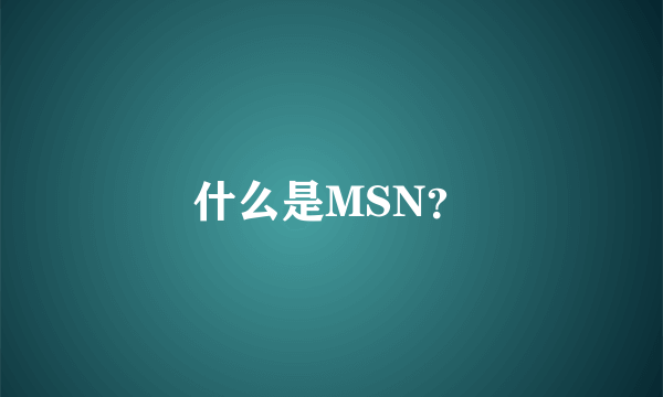 什么是MSN？