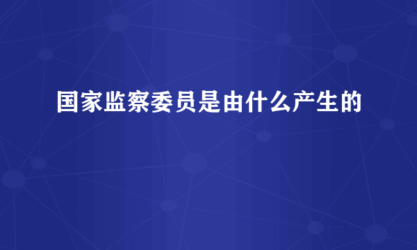 国家监察委员是由什么产生的