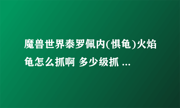 魔兽世界泰罗佩内(惧龟)火焰龟怎么抓啊 多少级抓 详细点 主要是怎么抓 有啥技巧没 最好是一个人抓的