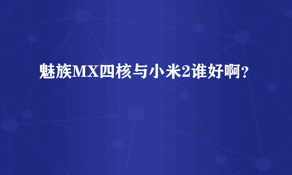 魅族MX四核与小米2谁好啊？