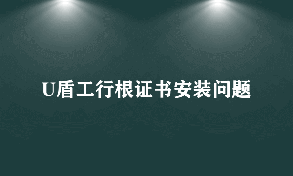 U盾工行根证书安装问题