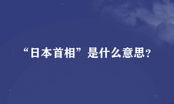 “日本首相”是什么意思？