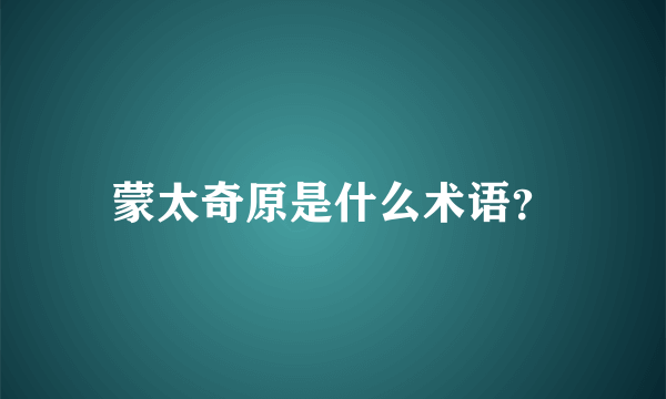 蒙太奇原是什么术语？