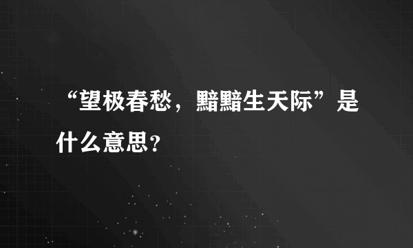 “望极春愁，黯黯生天际”是什么意思？