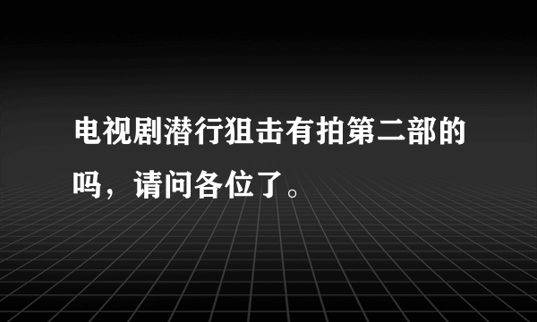 电视剧潜行狙击有拍第二部的吗，请问各位了。