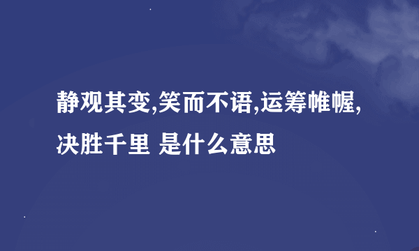 静观其变,笑而不语,运筹帷幄,决胜千里 是什么意思