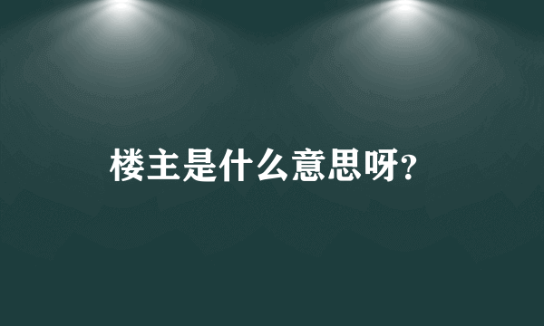 楼主是什么意思呀？